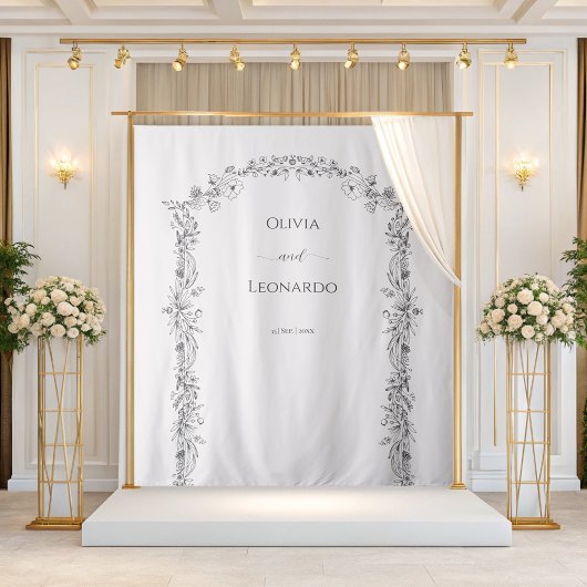 Eleganter Minimalistischer Blumenstrauß Wandteppich