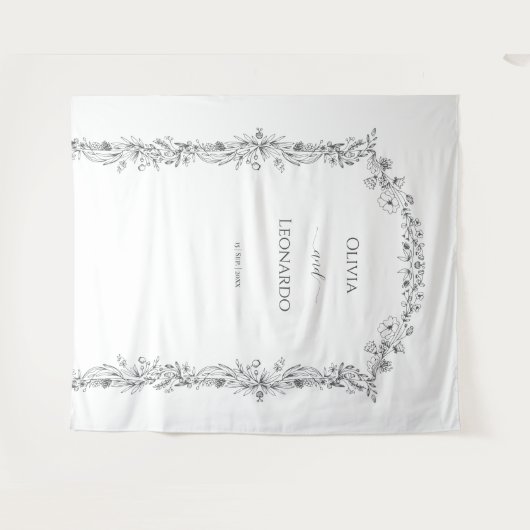 Eleganter Minimalistischer Blumenstrauß Wandteppich (Vorderseite (Horizontal))