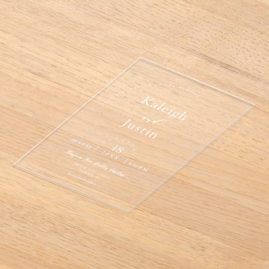 Eleganter Minimalistischer Boho Arch Wedding White Acryleinladungen (Ablage )