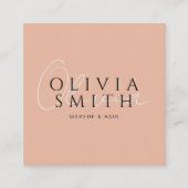 Eleganter Minimalistischer Boho Blush Pink Moderne Quadratische Visitenkarte (Vorderseite)