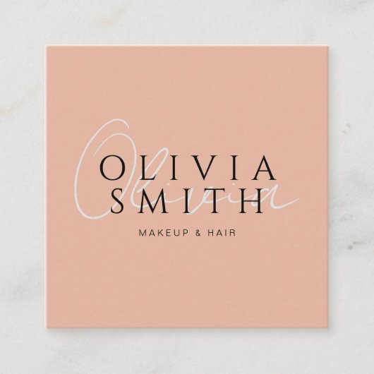 Eleganter Minimalistischer Boho Blush Pink Moderne Quadratische Visitenkarte (Vorderseite)