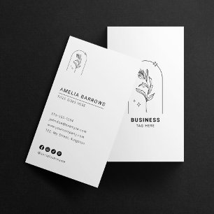 Eleganter Minimalistischer Botanischer Charme Schw Visitenkarte