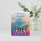 Eleganter Minimalistischer Butterfly und Sonnenunt Einladung (Stehend Vorderseite)