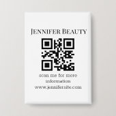 Eleganter minimalistischer Chic QR Code Kleinunter Button (Vorderseite)