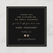 Eleganter Minimalistischer Dank Frame Border Disco Quadratische Visitenkarte (Rückseite)