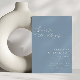 Eleganter Minimalistischer Dusty Blue Script Weddi Einladung