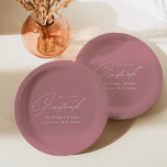 Eleganter Minimalistischer Dusty Rose Abschluss Pappteller<br><div class="desc">Elegante Abschluss-Papier-Teller mit "Graduate" in einem schönen weißen Skript mit einem staubigen Hintergrund Rose angezeigt. Personalisieren Sie die Teller des Abschlusses, indem Sie den Namen des Absolventen, den Namen der Schule und das Jahr des Abschlusses hinzufügen. Die personalisierten Abschluss Papier Teller sind sowohl für High School- als auch für Uni-Abschluss...</div>