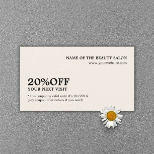 Eleganter Minimalistischer Ecru White Coupon Salon