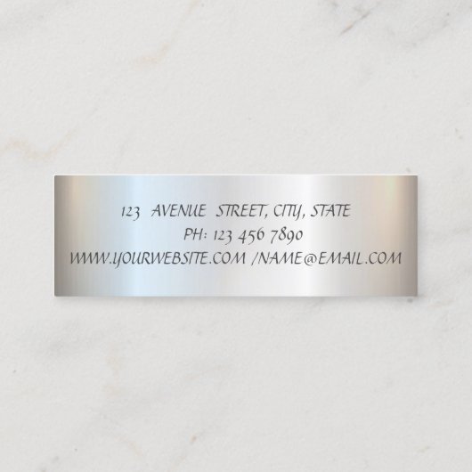 Eleganter Minimalistischer, einfacher Silver Glitz Mini Visitenkarte (Rückseite)