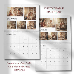 Eleganter minimalistischer Familienfoto-Kalender 2 Kalender