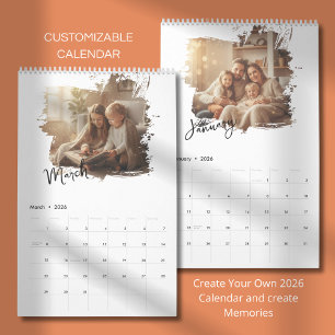 Eleganter minimalistischer Familienfoto-Kalender 2 Kalender