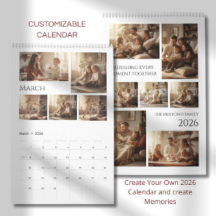Eleganter minimalistischer Familienfoto-Kalender 2 Kalender