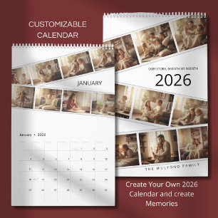Eleganter minimalistischer Familienfoto-Kalender 2 Kalender