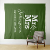 Eleganter Minimalistischer Fern Green Wedding Hint Wandteppich (Beispiel (Horizontal))