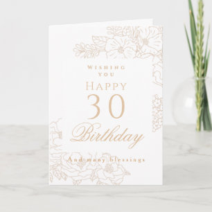 Eleganter minimalistischer floraler 30. weißer Geb Karte