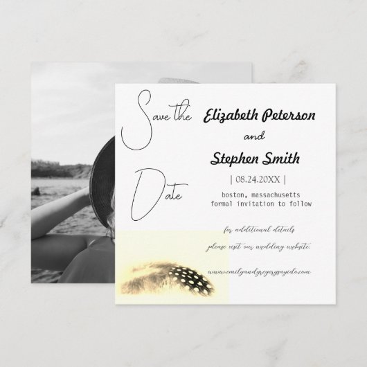Eleganter, minimalistischer Foto Save The Date (Vorne/Hinten)