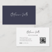 Eleganter Minimalistischer Fotograf Luxe Modern Bl Visitenkarte (Vorne/Hinten)