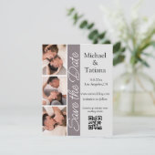 eleganter minimalistischer Fotostand 3 Fotos qr Co Save The Date (Stehend Vorderseite)