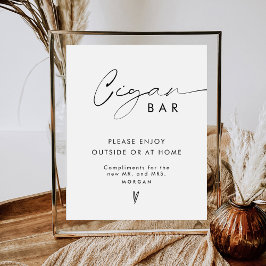 Eleganter Minimalistischer Gefallen Cigar Bar Wedd Poster