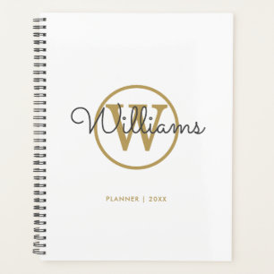 Eleganter minimalistischer Gold-Monogramm-Name 202 Planer