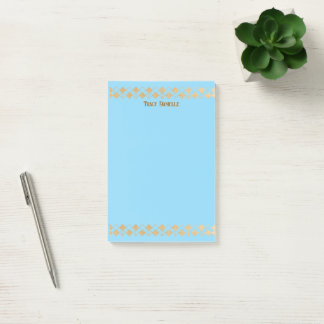Eleganter minimalistischer Goldakzent Babyblau Post-it Klebezettel