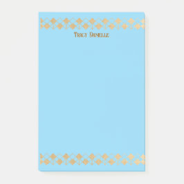 Eleganter minimalistischer Goldakzent Babyblau Post-it Klebezettel