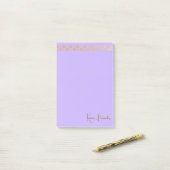 Eleganter Minimalistischer Goldakzent Lavender Post-it Klebezettel (Auf Schreibtisch)