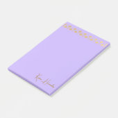 Eleganter Minimalistischer Goldakzent Lavender Post-it Klebezettel (angewinkelt)