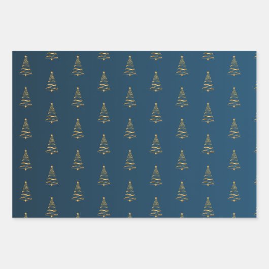 Eleganter Minimalistischer Goldbaum Weihnachten Geschenkpapier Set (Vorderseite 3)