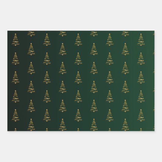 Eleganter Minimalistischer Goldbaum Weihnachten Geschenkpapier Set (Vorderseite)