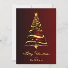 Eleganter Minimalistischer Goldbaum Weihnachtsgrüß Feiertagskarte