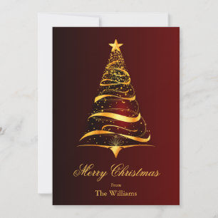 Eleganter Minimalistischer Goldbaum Weihnachtsgrüß Feiertagskarte