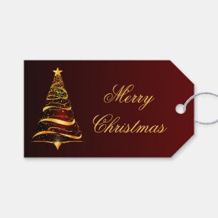 Eleganter Minimalistischer Goldbaum Weihnachtsgrüß Geschenkanhänger