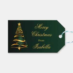 Eleganter Minimalistischer Goldbaum Weihnachtsgrüß Geschenkanhänger