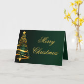 Eleganter Minimalistischer Goldbaum Weihnachtsgrüß Karte (Gelbe Blume)