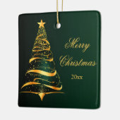 Eleganter Minimalistischer Goldener Baum Frohe Wei Keramikornament (Links)