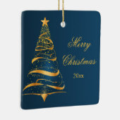 Eleganter Minimalistischer Goldener Baum Frohe Wei Keramikornament (Rechts)