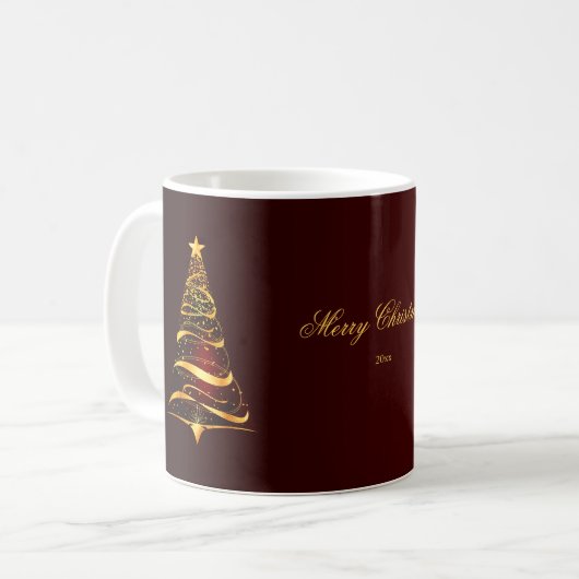 Eleganter Minimalistischer Goldener Weihnachtsbaum Kaffeetasse (Vorderseite Links)