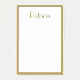 Eleganter Minimalistischer Goldrand und Name Post-it Klebezettel