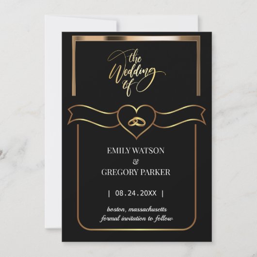 Eleganter minimalistischer Goldring Save The Date (Vorderseite)