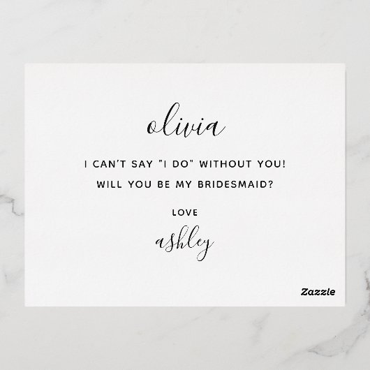 Eleganter Minimalistischer Goldskriptfeuerverbandv Folie Einladungspostkarte (Rückseite)