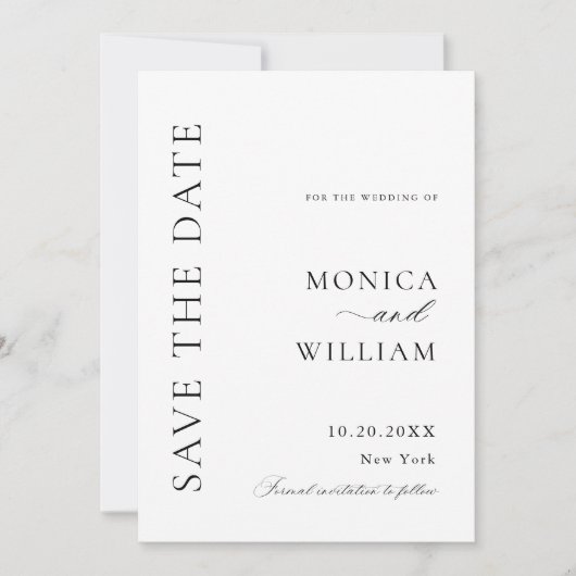 Eleganter Minimalistischer Hochzeitcode eines Foto Save The Date (Vorderseite)