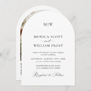 Eleganter Minimalistischer Hochzeitsbogen-Foto QR- Einladung