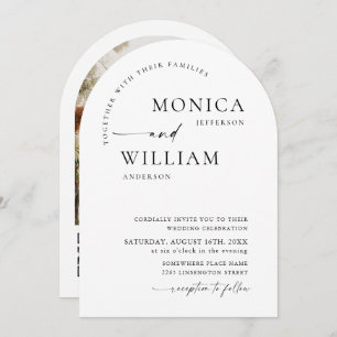 Eleganter Minimalistischer Hochzeitsbogen-Foto QR- Einladung