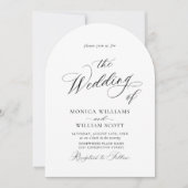 Eleganter Minimalistischer Hochzeitsbogen-Foto QR- Einladung (Vorderseite)