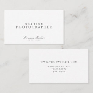 Eleganter minimalistischer Hochzeitsfotograf Visitenkarte