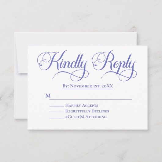 Eleganter Minimalistischer Hochzeitstil RSVP Karte (Vorderseite)