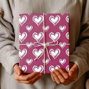 Eleganter minimalistischer hohler Herzen   Aubergi Geschenkpapier
