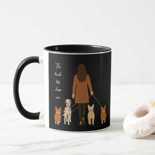 Eleganter Minimalistischer Hundeschwalker anpassba Tasse (Mit Donut)