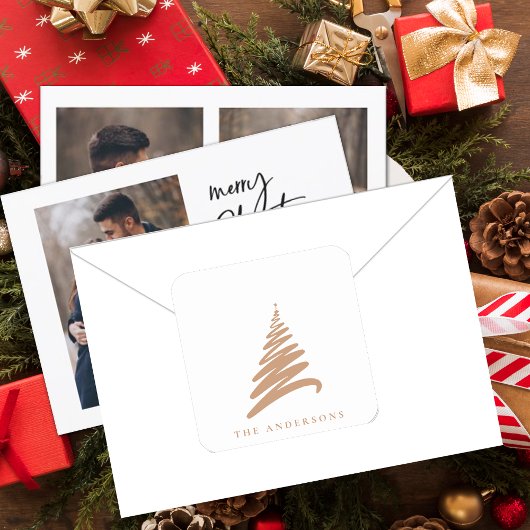 Eleganter Minimalistischer Individuelle Name Quadratischer Aufkleber